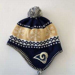 NFL Team Apparel Los Angeles Rams knit aviator hat with a pom-pom and tassel